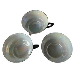 Bundle of 3 Union T Czechoslovakia Oyster Shell Cups. Grayish-Green in Color‎